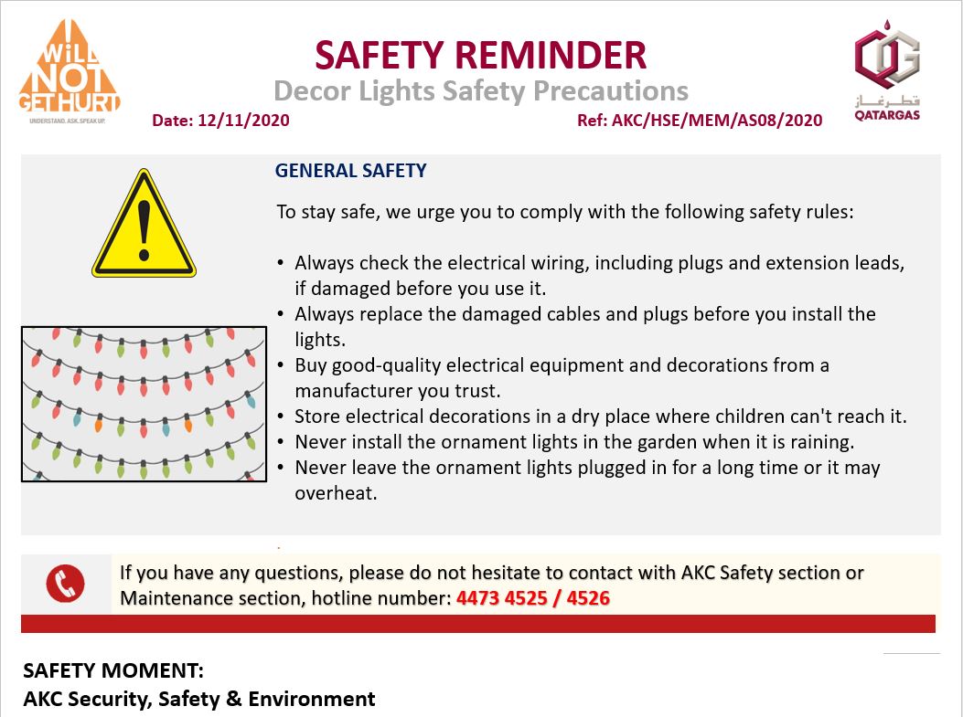 Safety Reminder (Decor Lights Safety Precautions)